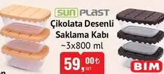 SUNPLAST ÇİKOLATA DESENLİ SAKLAMA KABI 3X800 ML